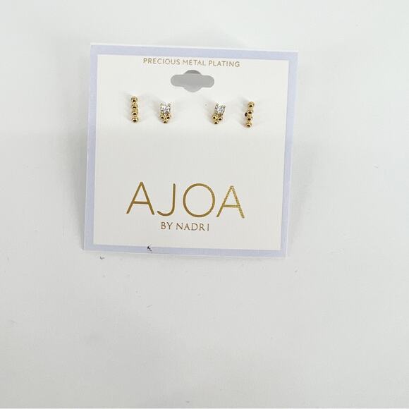 NWT AJOA Lala Gold 2 Pack Stud Earrings - Picture 2 of 4